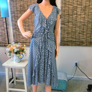 Anthropologie Sleeveless Lace Ruffle Dress